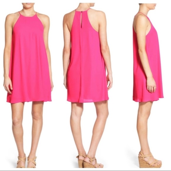 Everly High Neck Trapeze Pink Dress Size L - Picture 13 of 13